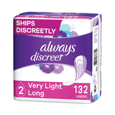 Always Discreet Incontinence Liners, Very Light Absorbency, Long, 44/pack, 3 Packs/carton (PGC92724)