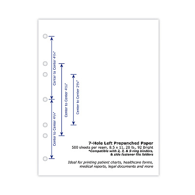 Printworks Perforated and Punched Paper, 7-Hole Punched, 20 lb Bond Weight, 8.5 x 11, White, 500/Ream (PRB04342)