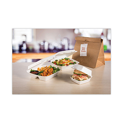 Dart Insulated Foam Hinged Lid Containers, 3-Compartment, 9.3 x 9.5 x 3, White, 200/Pack, 2 Packs/Carton (DCC95HT3)