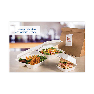 Dart Insulated Foam Hinged Lid Containers, 1-Compartment, 9.01 x 9.4 x 3, White, 100/Pack, 2 Packs/Carton (DCC90HT1)