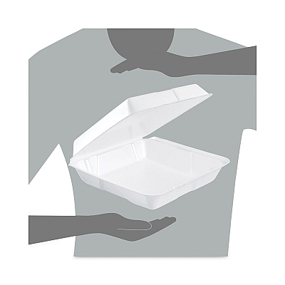 Dart Insulated Foam Hinged Lid Containers, 1-Compartment, 9.3 x 9.5 x 3, White, 200/Pack, 2 Packs/Carton (DCC95HT1)