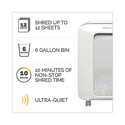 Fellowes Powershred LX200 Micro-Cut Shredder, 12 Manual Sheet Capacity, White (5015101)