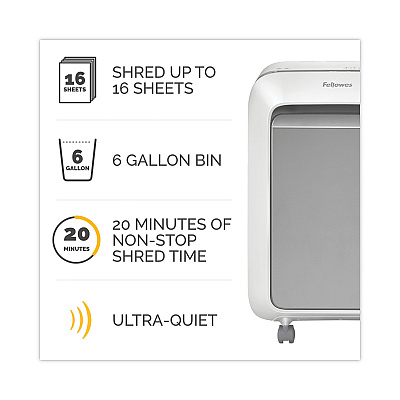 Fellowes Powershred LX210 Micro-Cut Shredder, 16 Manual Sheet Capacity, White (5015301)