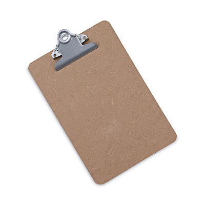 Universal Hardboard Clipboard, 0.75" Clip Capacity, Holds 5 x 8 Sheets, Brown (UNV05610)