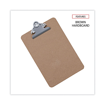 Universal Hardboard Clipboard, 0.75" Clip Capacity, Holds 5 x 8 Sheets, Brown (UNV05610)