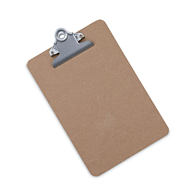 Universal Hardboard Clipboard, 0.75" Clip Capacity, Holds 5 x 8 Sheets, Brown, 3/Pack (UNV05610VP)
