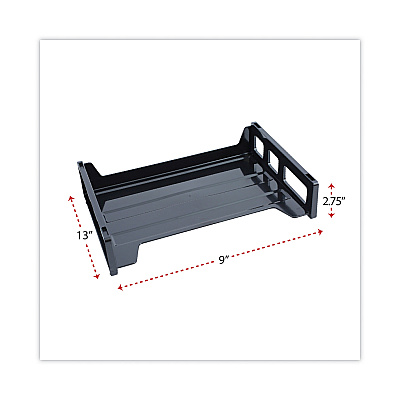 Universal Recycled Plastic Side Load Desk Trays, 2 Sections, Letter Size Files, 13" x 9" x 2.75", Black (UNV08100)