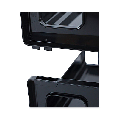 Universal Recycled Plastic Side Load Desk Trays, 2 Sections, Letter Size Files, 13" x 9" x 2.75", Black (UNV08100)