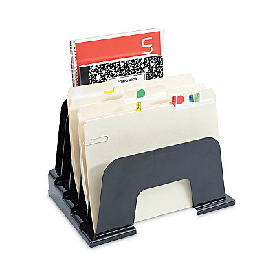 Universal Recycled Plastic Incline Sorter, 5 Sections, Letter Size Files, 13.25" x 9" x 9", Black (UNV08105)
