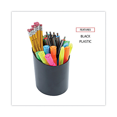 Universal Recycled Big Pencil Cup, Plastic, 4.38" Diameter x 5.63"h, Black (UNV08108)