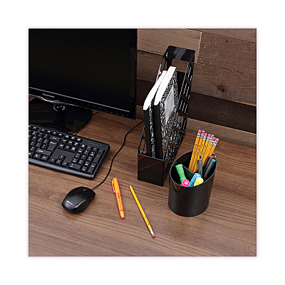 Universal Recycled Big Pencil Cup, Plastic, 4.38" Diameter x 5.63"h, Black (UNV08108)