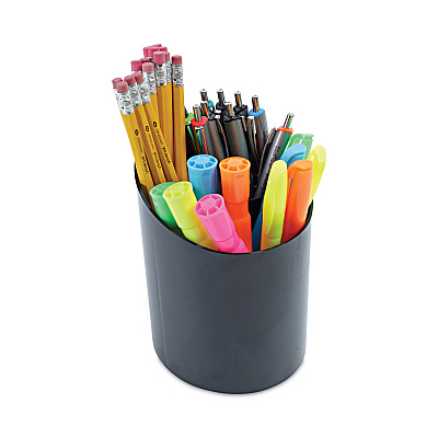 Universal Recycled Big Pencil Cup, Plastic, 4.38" Diameter x 5.63"h, Black (UNV08108)