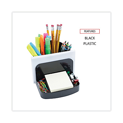 Universal Deluxe Message Center, 6 Compartments, Plastic, 5.5 x 6.75 x 5, Black (UNV08110)