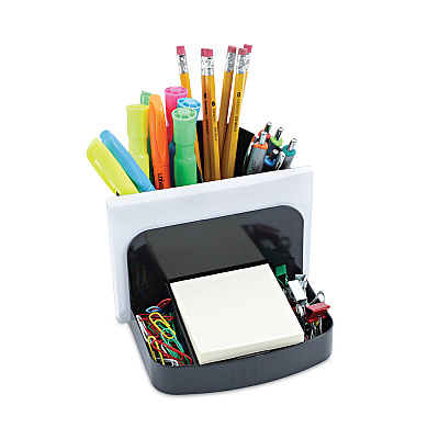 Universal Deluxe Message Center, 6 Compartments, Plastic, 5.5 x 6.75 x 5, Black (UNV08110)