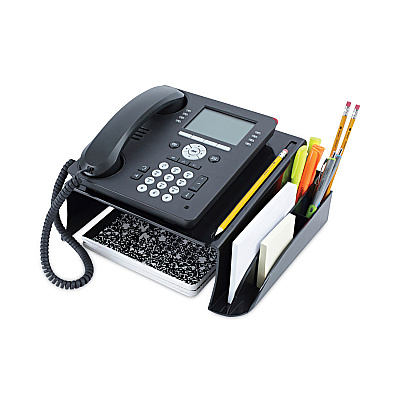 Universal Recycled Telephone Stand and Message Center, 12.25 x 10.5 x 5.25, Black (UNV08116)