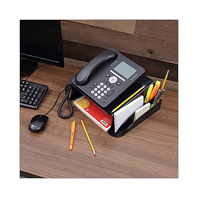 Universal Recycled Telephone Stand and Message Center, 12.25 x 10.5 x 5.25, Black (UNV08116)