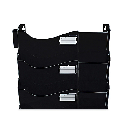 Universal Grande Central Filing System, 7 Sections, Legal/Letter Size, Wall Mount, 16" x 4.75" x 38.25", Black, 7/Pack (UNV08174)