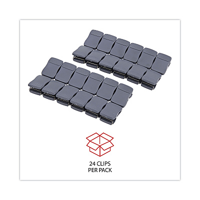 Universal Deluxe Recycled Cubicle Clips, 40 Sheet Capacity, Charcoal, 24/Pack (UNV08221)