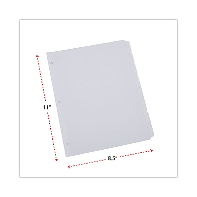 Universal Deluxe Write-On/Erasable Tab Index, 8-Tab, 11 x 8.5, White, White Tabs, 1 Set (UNV20818)