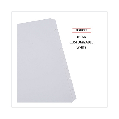 Universal Deluxe Write-On/Erasable Tab Index, 8-Tab, 11 x 8.5, White, White Tabs, 1 Set (UNV20818)