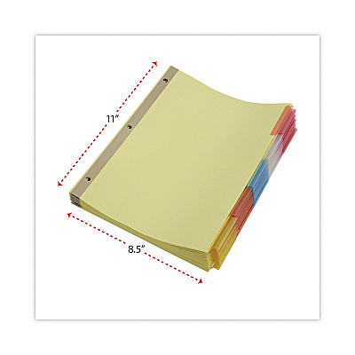 Universal Deluxe Extended Insertable Tab Indexes, 5-Tab, 11 x 8.5, Buff, Assorted tabs, 24 Sets (UNV20860)