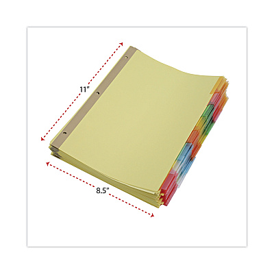 Universal Deluxe Extended Insertable Tab Indexes, 8-Tab, 11 x 8.5, Buff, Assorted Tabs, 24 Sets (UNV20890)