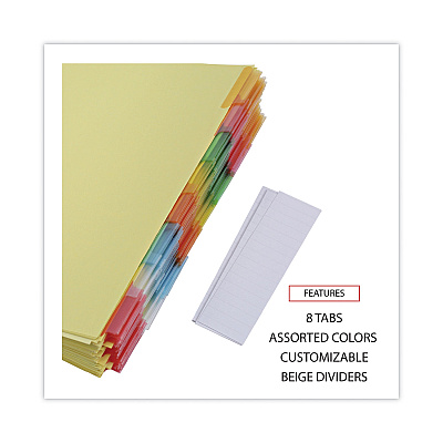 Universal Deluxe Extended Insertable Tab Indexes, 8-Tab, 11 x 8.5, Buff, Assorted Tabs, 24 Sets (UNV20890)