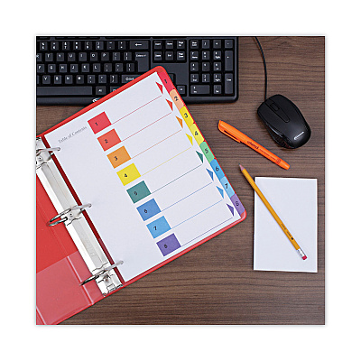 Universal Deluxe Table of Contents Dividers for Printers, 8-Tab, 1 to 8; Table Of Contents, 11 x 8.5, White, 6 Sets (UNV24802)