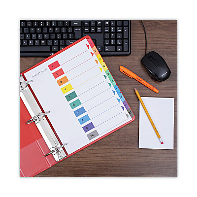 Universal Deluxe Table of Contents Dividers for Printers, 10-Tab, 1 to 10; Table Of Contents, 11 x 8.5, White, 6 Sets (UNV24804)