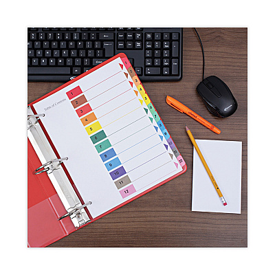 Universal Deluxe Table of Contents Dividers for Printers, 12-Tab, 1 to 12; Table Of Contents, 11 x 8.5, White, 6 Sets (UNV24806)