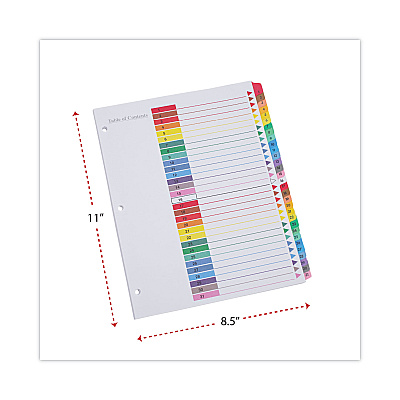 Universal Deluxe Table of Contents Dividers for Printers, 31-Tab, 1 to 31, 11 x 8.5, White, 1 Set (UNV24814)