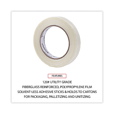 Universal 120# Utility Grade Filament Tape, 3" Core, 18 mm x 54.8 m, Clear (UNV30018)