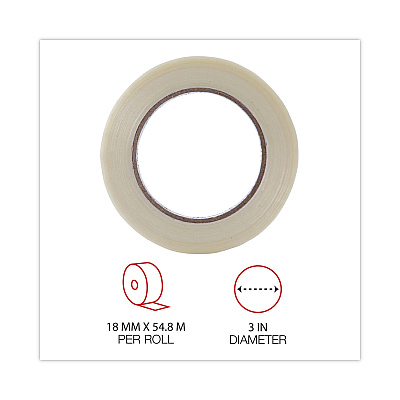 Universal 120# Utility Grade Filament Tape, 3" Core, 18 mm x 54.8 m, Clear (UNV30018)
