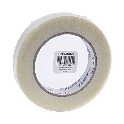 Universal 120# Utility Grade Filament Tape, 3" Core, 24 mm x 54.8 m, Clear (UNV30024)