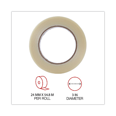 Universal 120# Utility Grade Filament Tape, 3" Core, 24 mm x 54.8 m, Clear (UNV30024)