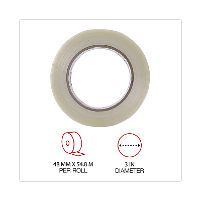 Universal 120# Utility Grade Filament Tape, 3" Core, 48 mm x 54.8 m, Clear (UNV30048)
