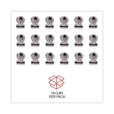 Universal Bulldog Magnetic Clips, Small, Nickel, 18/Pack (UNV31260)