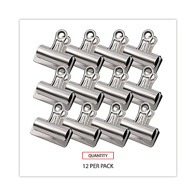 Universal Bulldog Clips, Jumbo, Nickel, 12/Pack (UNV31266)
