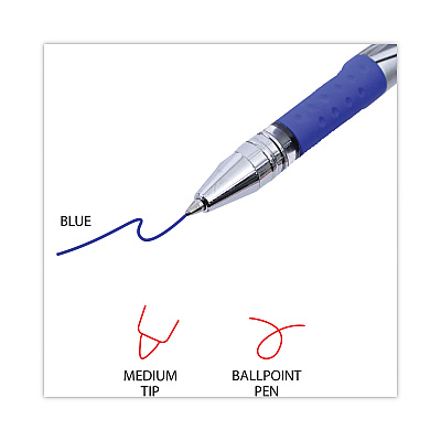 Universal Gel Pen, Stick, Medium 0.7 mm, Blue Ink, Silver/Blue Barrel, Dozen (UNV39621)