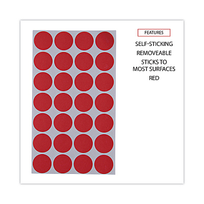 Universal Self-Adhesive Removable Color-Coding Labels, 0.75" dia, Red, 28/Sheet, 36 Sheets/Pack (UNV40103)