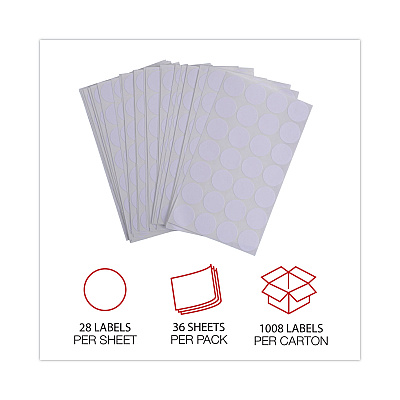 Universal Self-Adhesive Removable Color-Coding Labels, 0.75" dia, White, 28/Sheet, 36 Sheets/Pack (UNV40108)