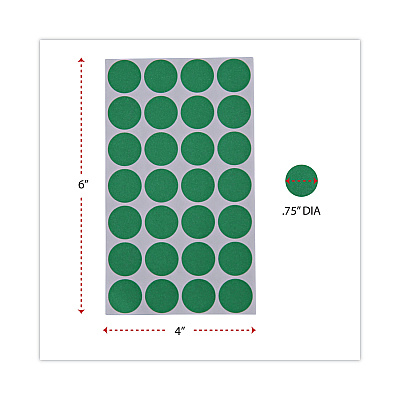 Universal Self-Adhesive Removable Color-Coding Labels, 0.75" dia, Green, 28/Sheet, 36 Sheets/Pack (UNV40115)