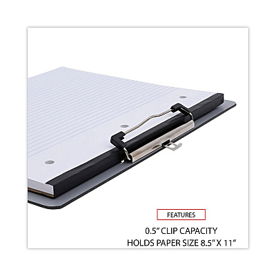 Universal Plastic Brushed Aluminum Clipboard, Landscape Orientation, 0.5" Clip Capacity, Holds 11 x 8.5 Sheets, Silver (UNV40302)