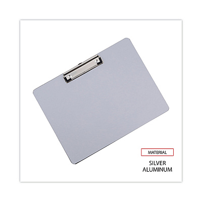 Universal Plastic Brushed Aluminum Clipboard, Landscape Orientation, 0.5" Clip Capacity, Holds 11 x 8.5 Sheets, Silver (UNV40302)