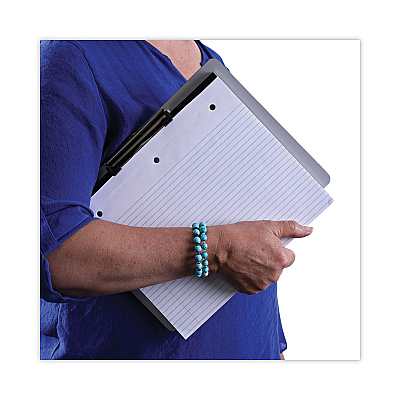 Universal Plastic Brushed Aluminum Clipboard, Landscape Orientation, 0.5" Clip Capacity, Holds 11 x 8.5 Sheets, Silver (UNV40302)