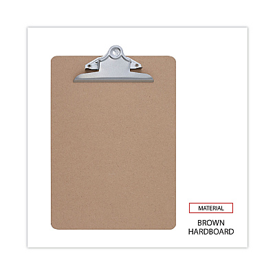 Universal Hardboard Clipboard, 1.25" Clip Capacity, Holds 8.5 x 11 Sheets, Brown (UNV40304)