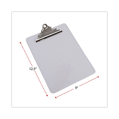 Universal Plastic Clipboard with High Capacity Clip, 1.25" Clip Capacity, Holds 8.5 x 11 Sheets, Clear (UNV40308)