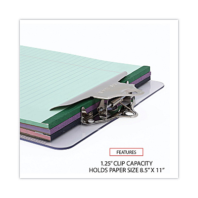 Universal Plastic Clipboard with High Capacity Clip, 1.25" Clip Capacity, Holds 8.5 x 11 Sheets, Clear (UNV40308)