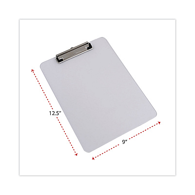 Universal Plastic Clipboard with Low Profile Clip, 0.5" Clip Capacity, Holds 8.5 x 11 Sheets, Clear (UNV40310)