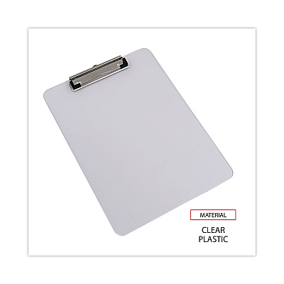 Universal Plastic Clipboard with Low Profile Clip, 0.5" Clip Capacity, Holds 8.5 x 11 Sheets, Clear (UNV40310)